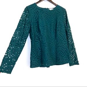 Green lace Boden long sleeve shirt